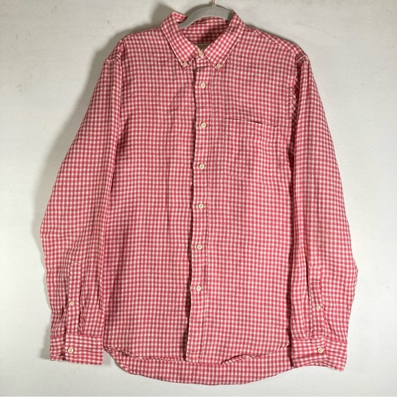 Club Monaco Other - Club Monaco Gingham Check Shirt Pink Slim Fit Men Size L